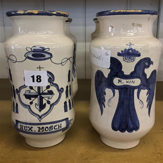 Set of 4 Italian drug jars